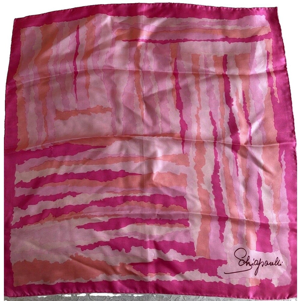 Schiaparelli Pink Silk Scarf 22” Square Vintage